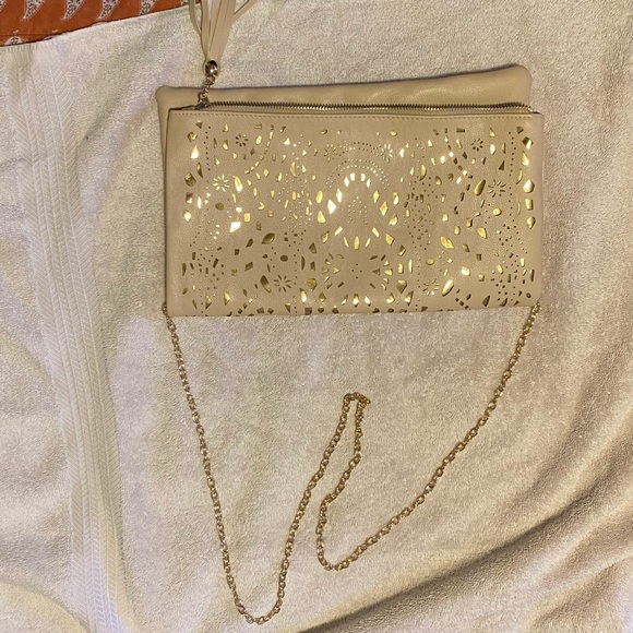 Bags Cream And Gold Crossbody Bag Poshmark